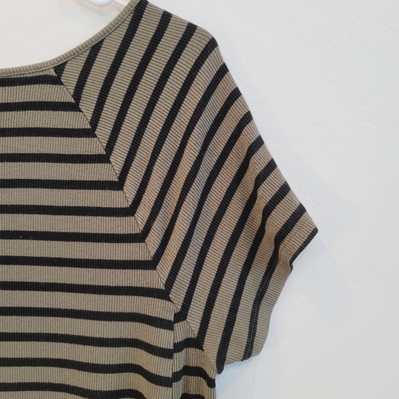 Old Navy Olive Green & Black Short Sleeve Striped Dress Women's Size Large - Picture 5 of 11